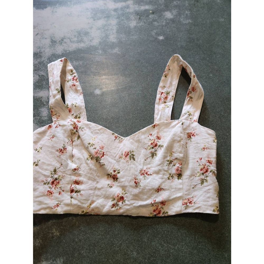 Reformation Creed Cream&Pink Floral Crop Top In Geraldine Sz 4